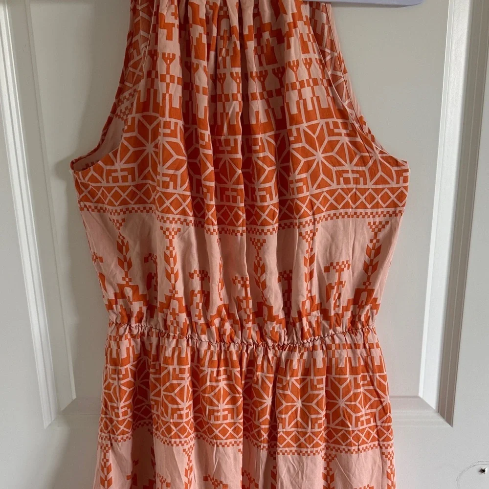 BTFBM Orange Patterned Light Pink Aztex Tribal Sleeveless Halter Mini Dress Med